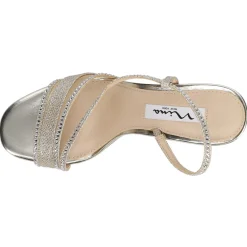Abbi Metallic Rhinestone Wedding Slingback Sandals