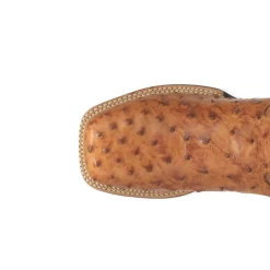 Alamosa Embroidered Ostrich Square Toe Pull On Cowboy Boots