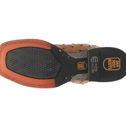 Alamosa Embroidered Ostrich Square Toe Pull On Cowboy Boots