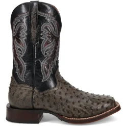 Alamosa Embroidered Ostrich Square Toe Pull On Cowboy Boots