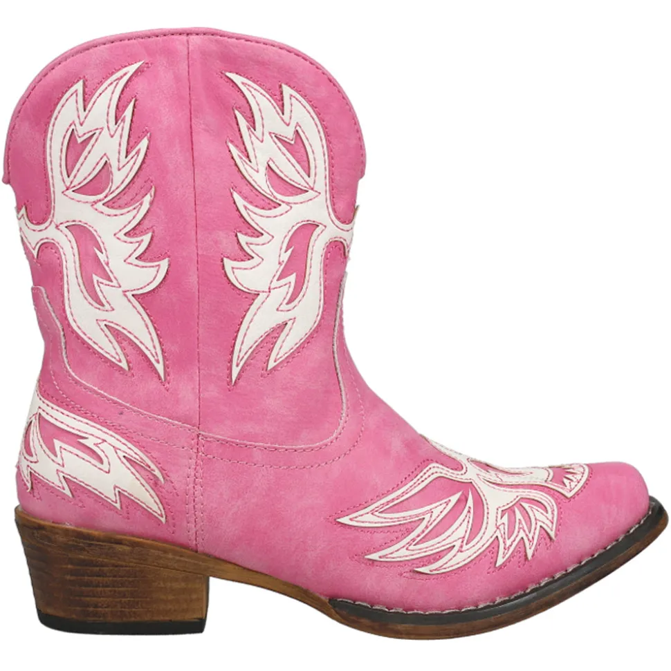 Amelia Tooled Inlay Snip Toe Cowboy Booties