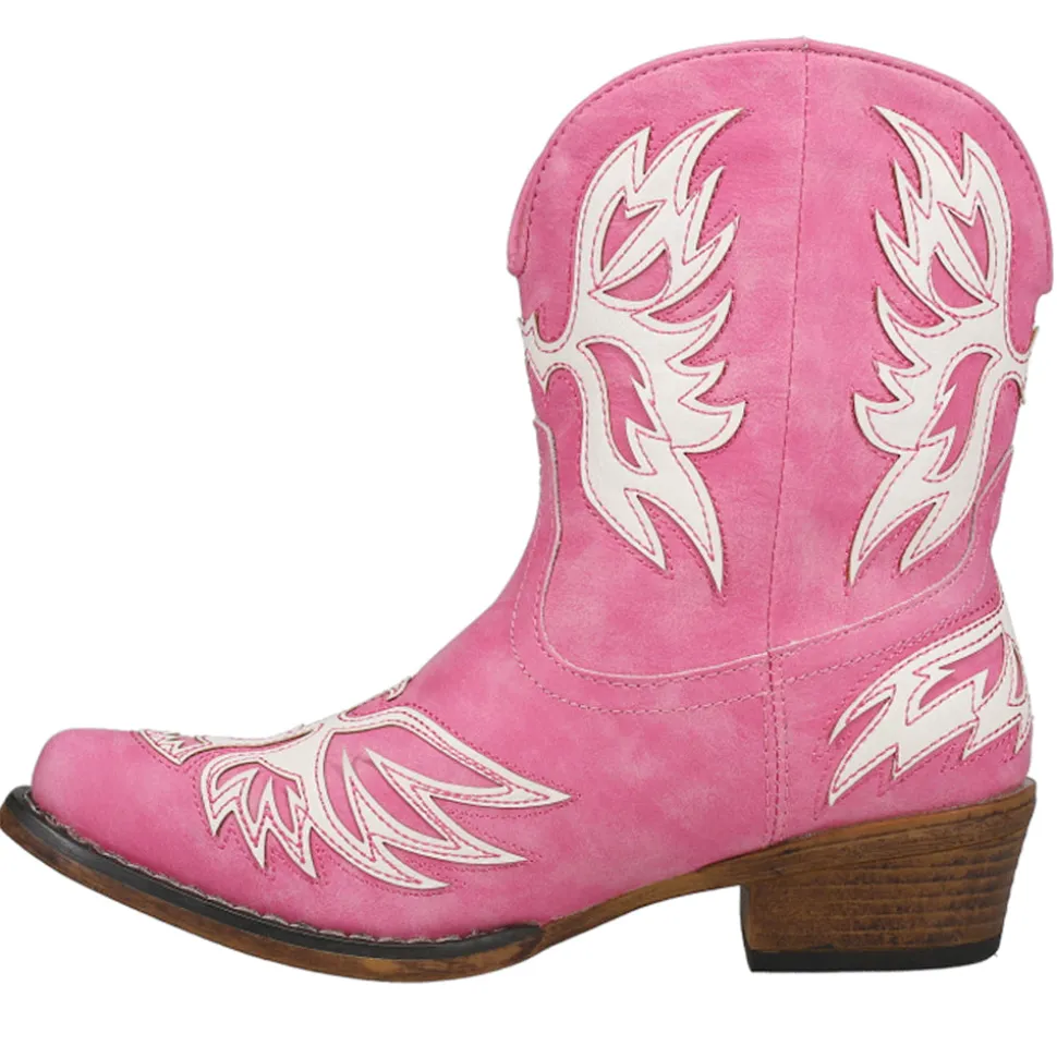 Amelia Tooled Inlay Snip Toe Cowboy Booties