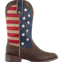 American Patriotic Square Toe Cowboy Boots