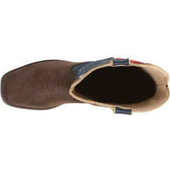 American Patriotic Square Toe Pull On Cowboy Boots