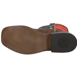 American Patriotic Square Toe Pull On Cowboy Boots