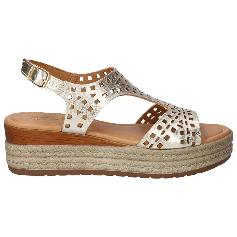 Ann-Italy Metallic Cut Out Espadrille Wedge Sandals