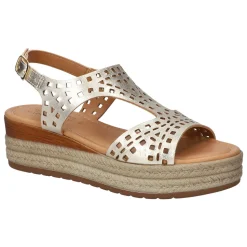 Ann-Italy Metallic Cut Out Espadrille Wedge Sandals