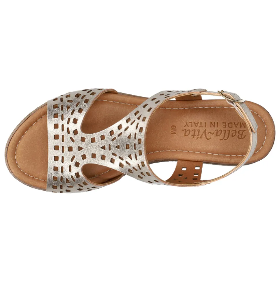 Ann-Italy Metallic Cut Out Espadrille Wedge Sandals