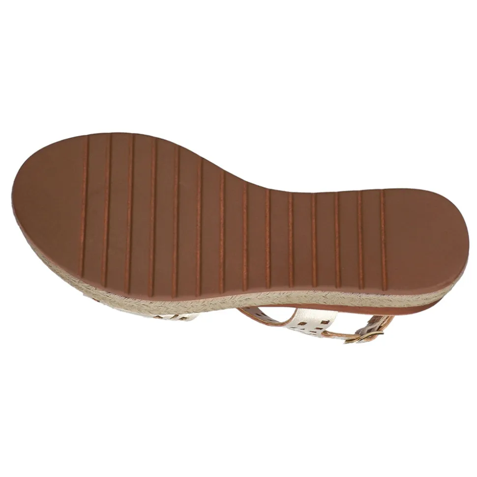 Ann-Italy Metallic Cut Out Espadrille Wedge Sandals