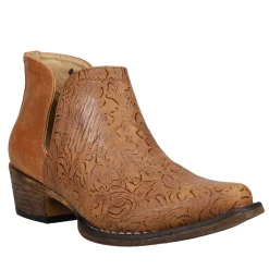 Ava Embossed Snip Toe Pull On Cowboy Booties