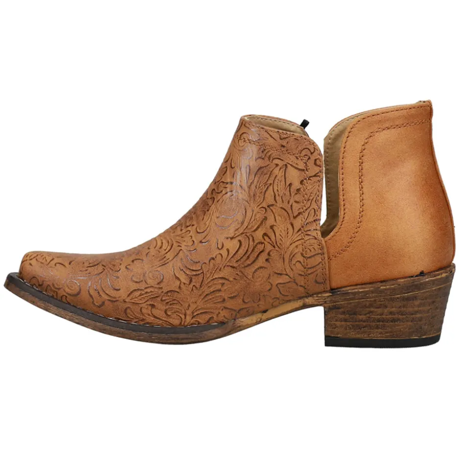 Ava Embossed Snip Toe Pull On Cowboy Booties