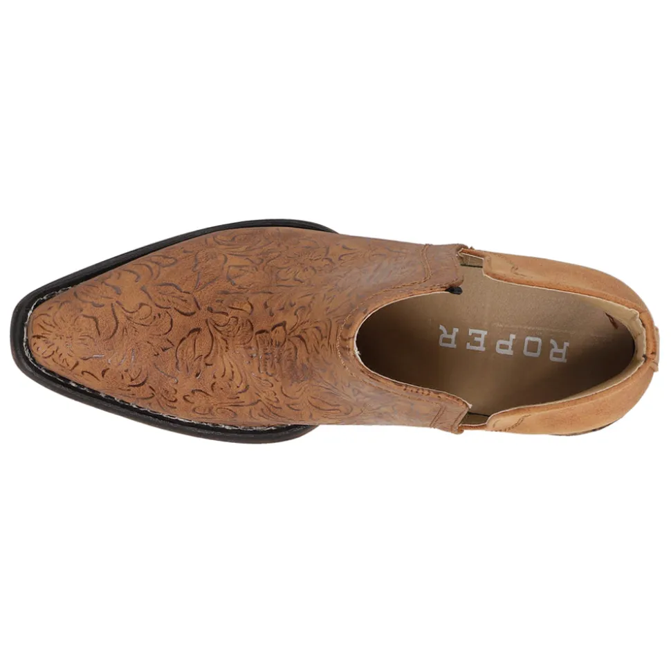 Ava Embossed Snip Toe Pull On Cowboy Booties