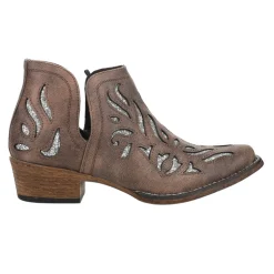 Ava Glitz Tooled-Inlay Snip Toe Cowboy Booties