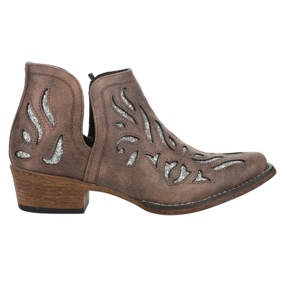 Ava Glitz Tooled-Inlay Snip Toe Cowboy Booties
