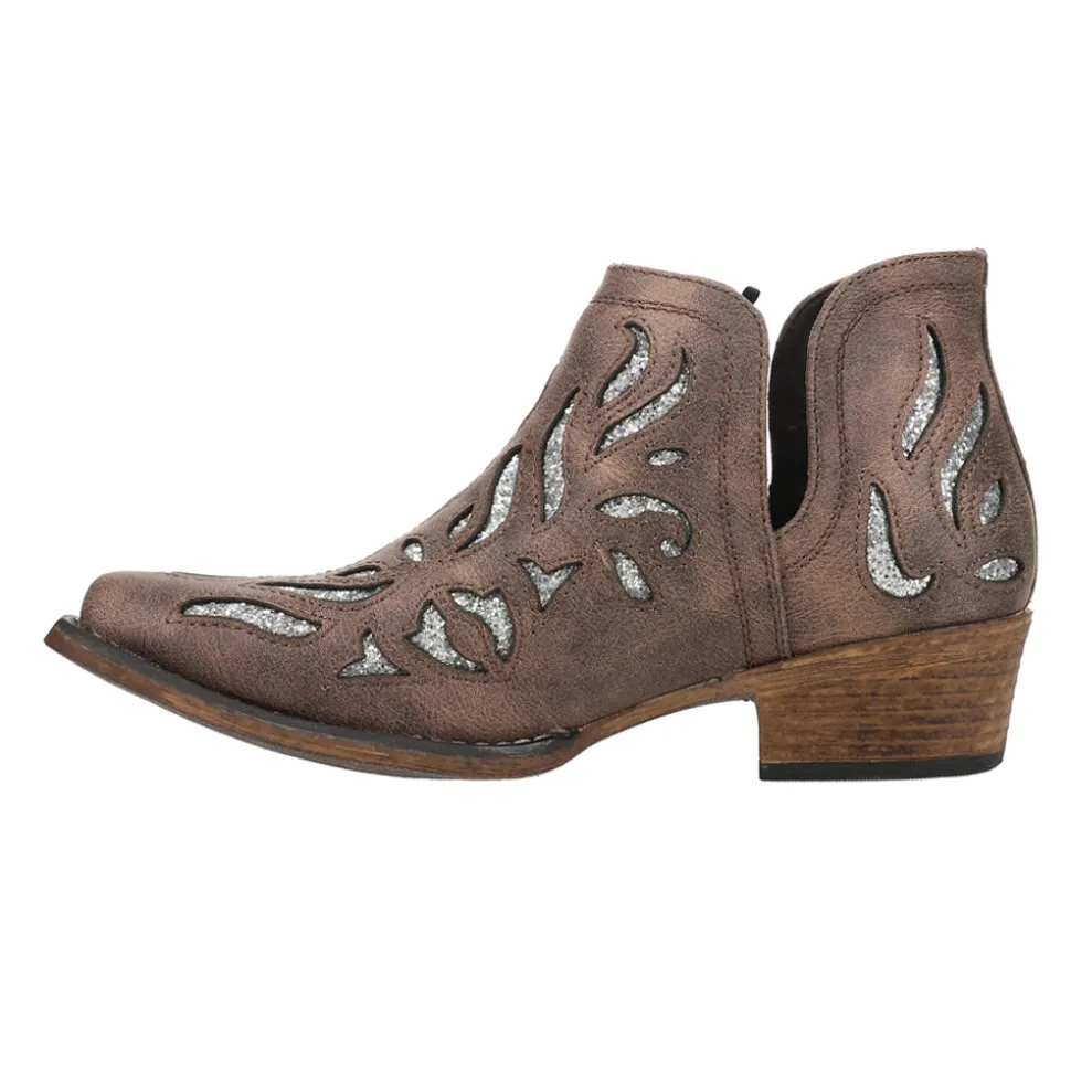 Ava Glitz Tooled-Inlay Snip Toe Cowboy Booties