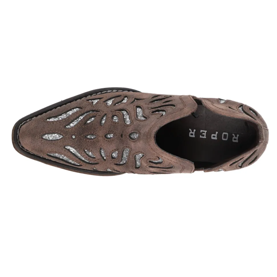 Ava Glitz Tooled-Inlay Snip Toe Cowboy Booties