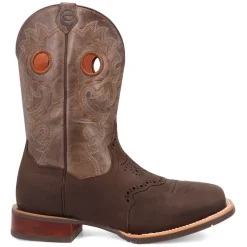 Barnaby Embroidered Cut-Outs Square Toe Pull On Cowboy Boots