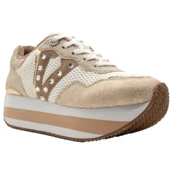 Beckett Rhinestone Metallic Platform Lace Up Sneakers