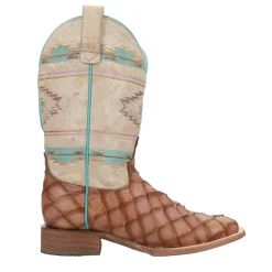 Big Bite Pirarucu Print Square Toe Cowboy Boots