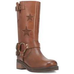 Blacklist Tooled Inlay Round Toe Pull On Motorcycle Boots