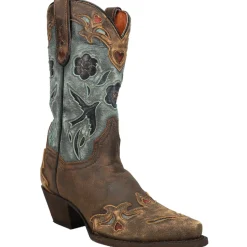 Blue Bird Floral Tooled-Inlay Snip Toe Cowboy Boots