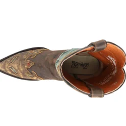 Blue Bird Floral Tooled-Inlay Snip Toe Cowboy Boots