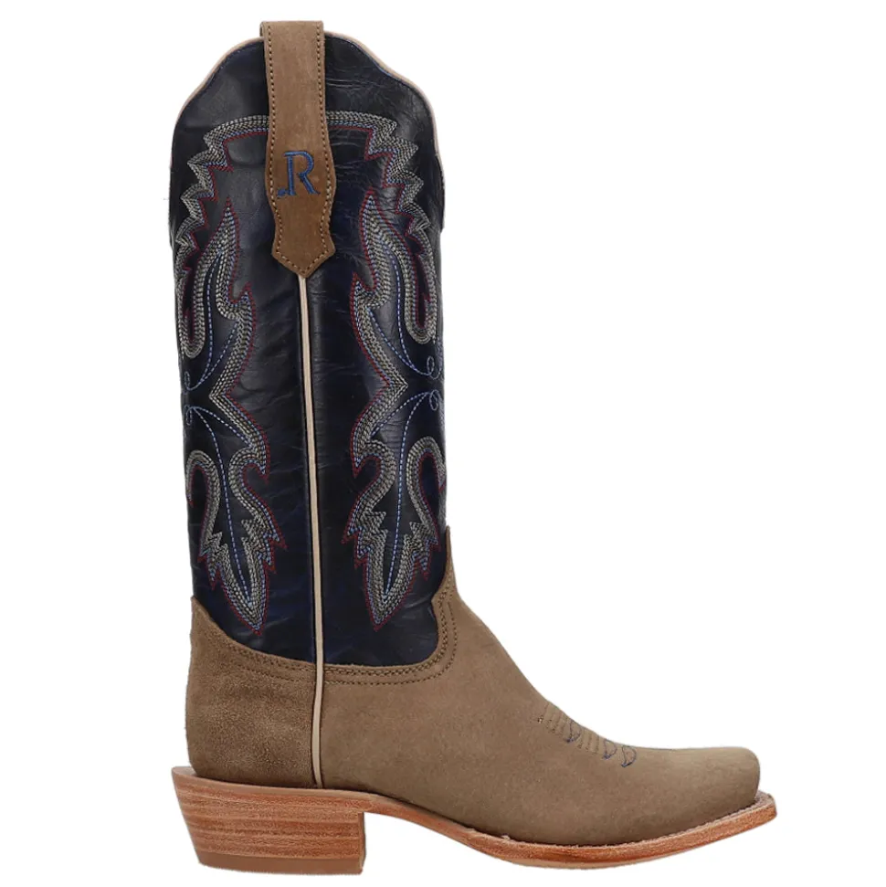Boar Café Narrow Embroidered Square Toe Cowboy Boots