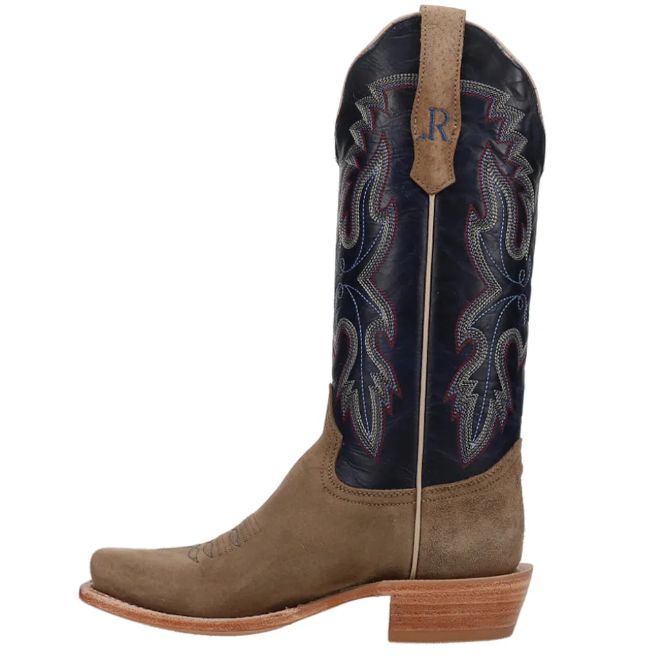 Boar Café Narrow Embroidered Square Toe Cowboy Boots