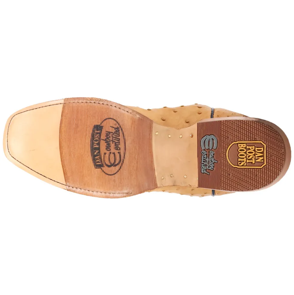 Brady Full Quill Ostrich Embroidered Square Toe Pull On Cowboy Boots