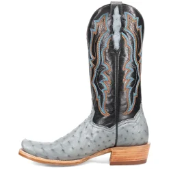 Brady Full Quill Ostrich Embroidered Square Toe Pull On Cowboy Boots