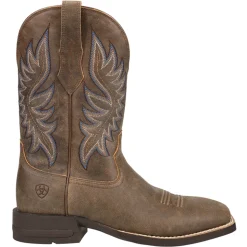 Brander Embroidered Square Toe Pull On Cowboy Boots
