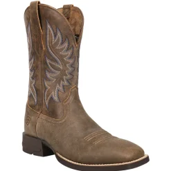 Brander Embroidered Square Toe Pull On Cowboy Boots