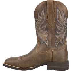 Brander Embroidered Square Toe Pull On Cowboy Boots