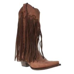 Brick Fringe Snip Toe Pull On Cowboy Boots