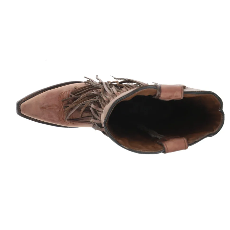 Brick Fringe Snip Toe Pull On Cowboy Boots