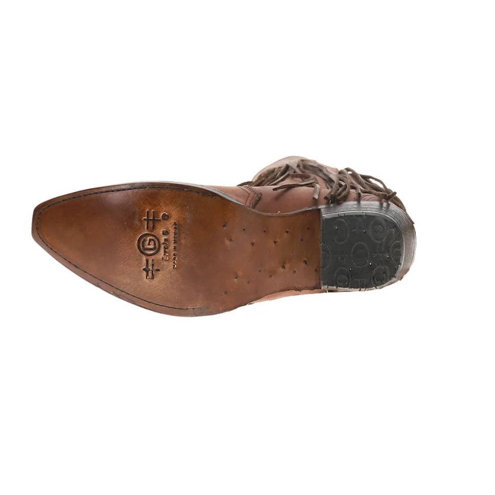 Brick Fringe Snip Toe Pull On Cowboy Boots