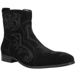 Brooks Embroidered Round Toe Pull On Boots