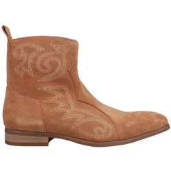 Brooks Embroidered Round Toe Pull On Boots