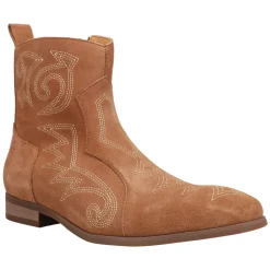 Brooks Embroidered Round Toe Pull On Boots