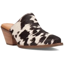 Calico Cow Round Toe Mule Slip On Boots