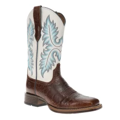 Canyon Point Embroidered Square Toe Pull On Cowboy Boots
