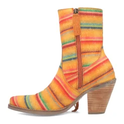 Chili Pepper Serape Southwest Fringe Round Toe Zippered Cowboy Booties