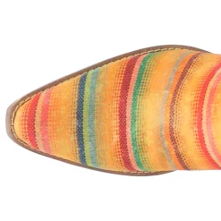 Chili Pepper Serape Southwest Fringe Round Toe Zippered Cowboy Booties