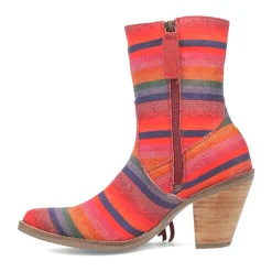 Chili Pepper Serape Southwest Fringe Snip Toe Cowboy Booties