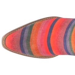 Chili Pepper Serape Southwest Fringe Snip Toe Cowboy Booties
