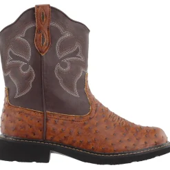 Chunk Rider Ostrich Embroidery Round Toe Cowboy Boots