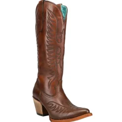 Cognac Embroidered Snip Toe Cowboy Boots