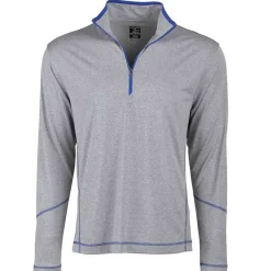 Coverstitch Heather Mock Neck Long Sleeve Quarter Zip Pullover