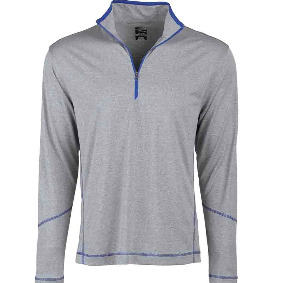 Coverstitch Heather Mock Neck Long Sleeve Quarter Zip Pullover
