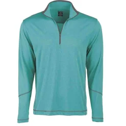 Coverstitch Heather Mock Neck Long Sleeve Quarter Zip Pullover
